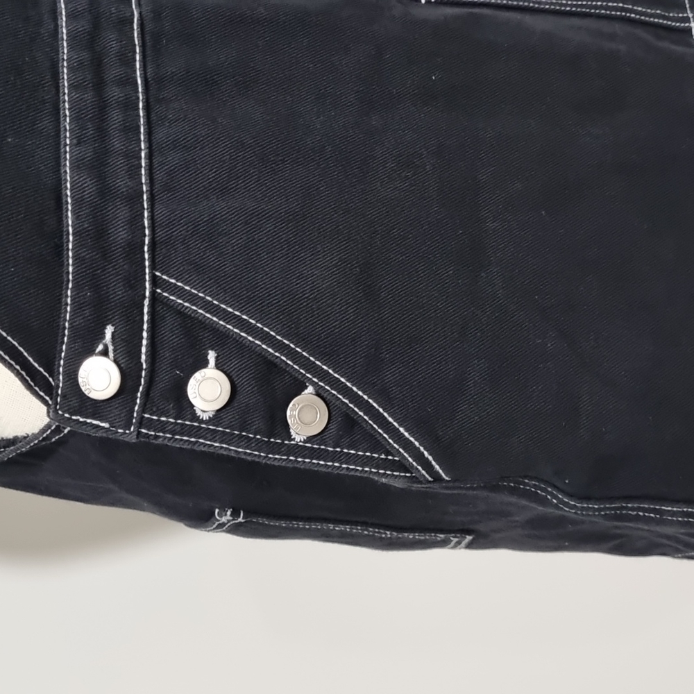 Used denim, black pinafore, size 14 with pockets, 90s style. - Picture 2 of 9